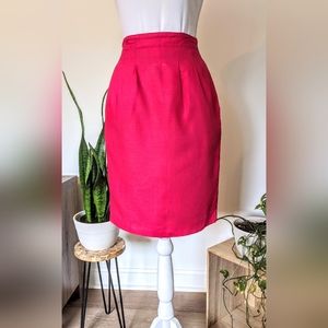 Vintage 90s hot pink linen pencil skirt xs